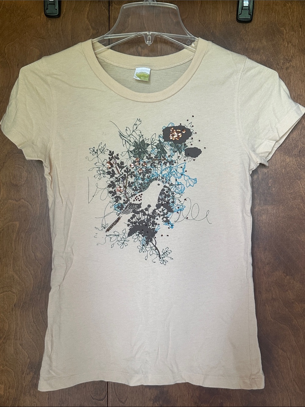Vintage Y2K Hollister Short Sleeve Tee with Bird & Floral Graphic